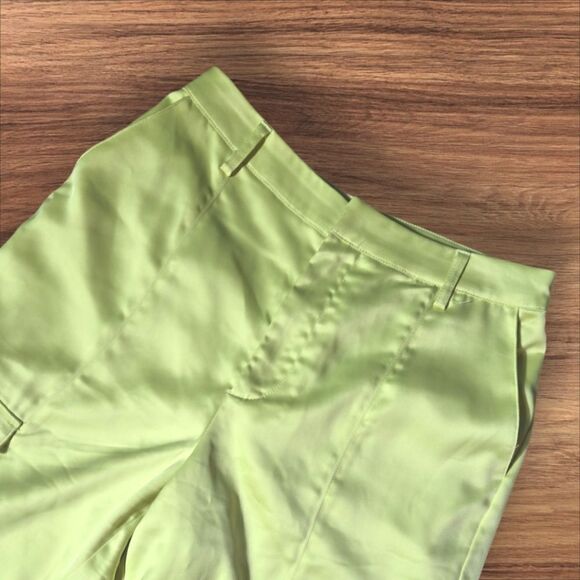 House of Harlow Yellow Green Satin Cargo Pants - Picture 2 of 5